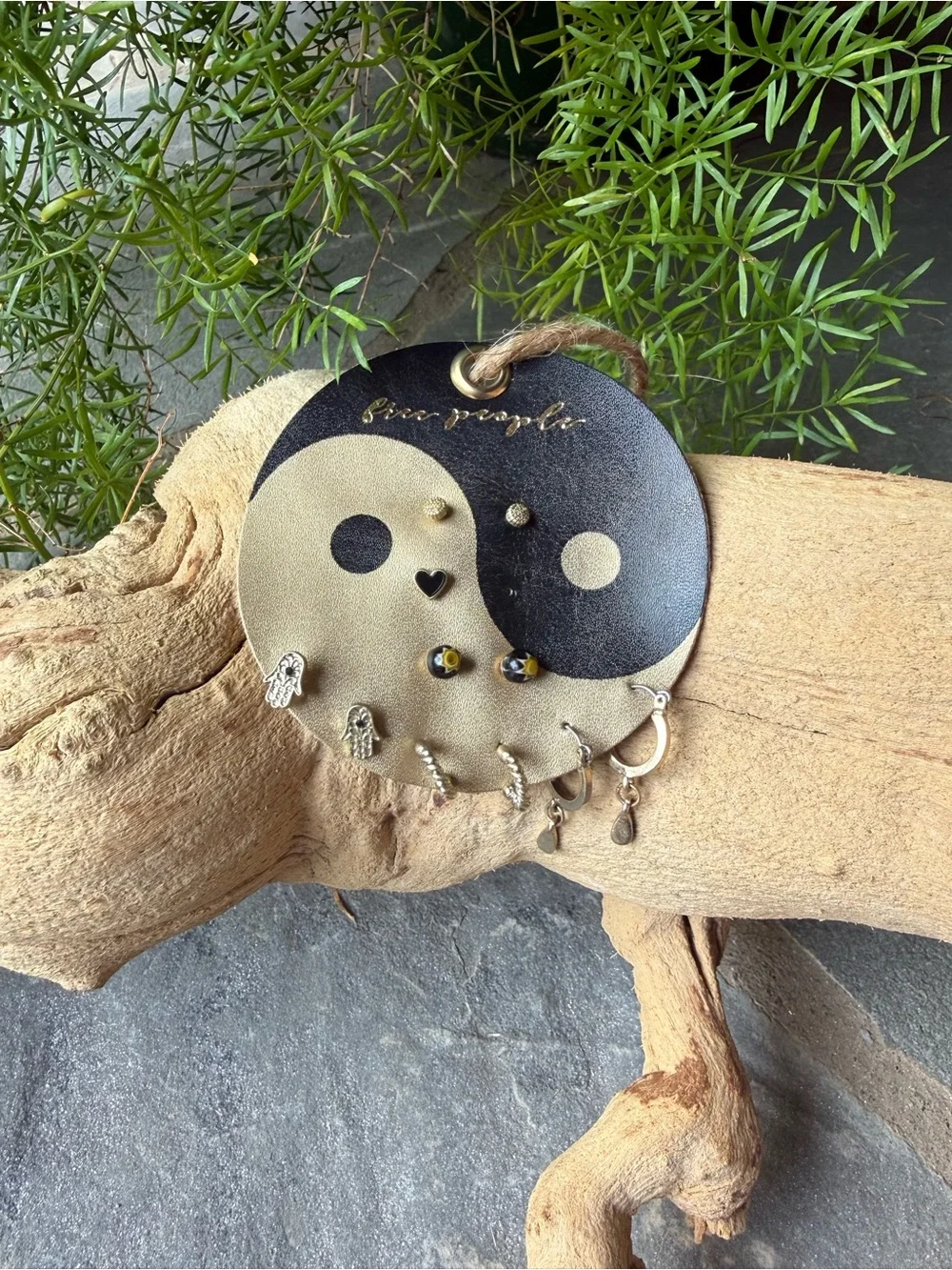 New🌟Free People Black and Cream Yin Yang Earring Set